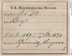 Etiketten zu Baryt (NHMW-MIN-Ac312)